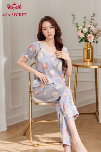 Bộ Lily Phối Cổ Trắng_ Hoa Trà Cam Nền Xanh