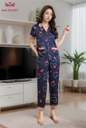 Pijama Tim Dâu Nền Xanh