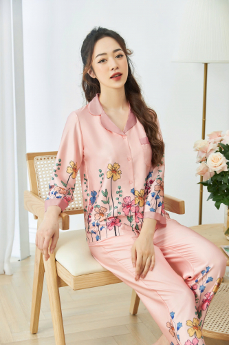 Bộ Pijama Phối _ Hoa Dây Ngũ Sắc _ Hồng